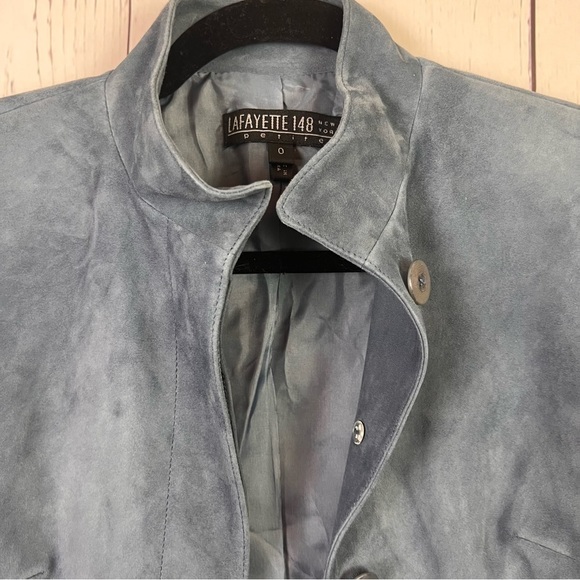 Lafayette 148 New York | light blue suede jacket - Picture 2 of 8